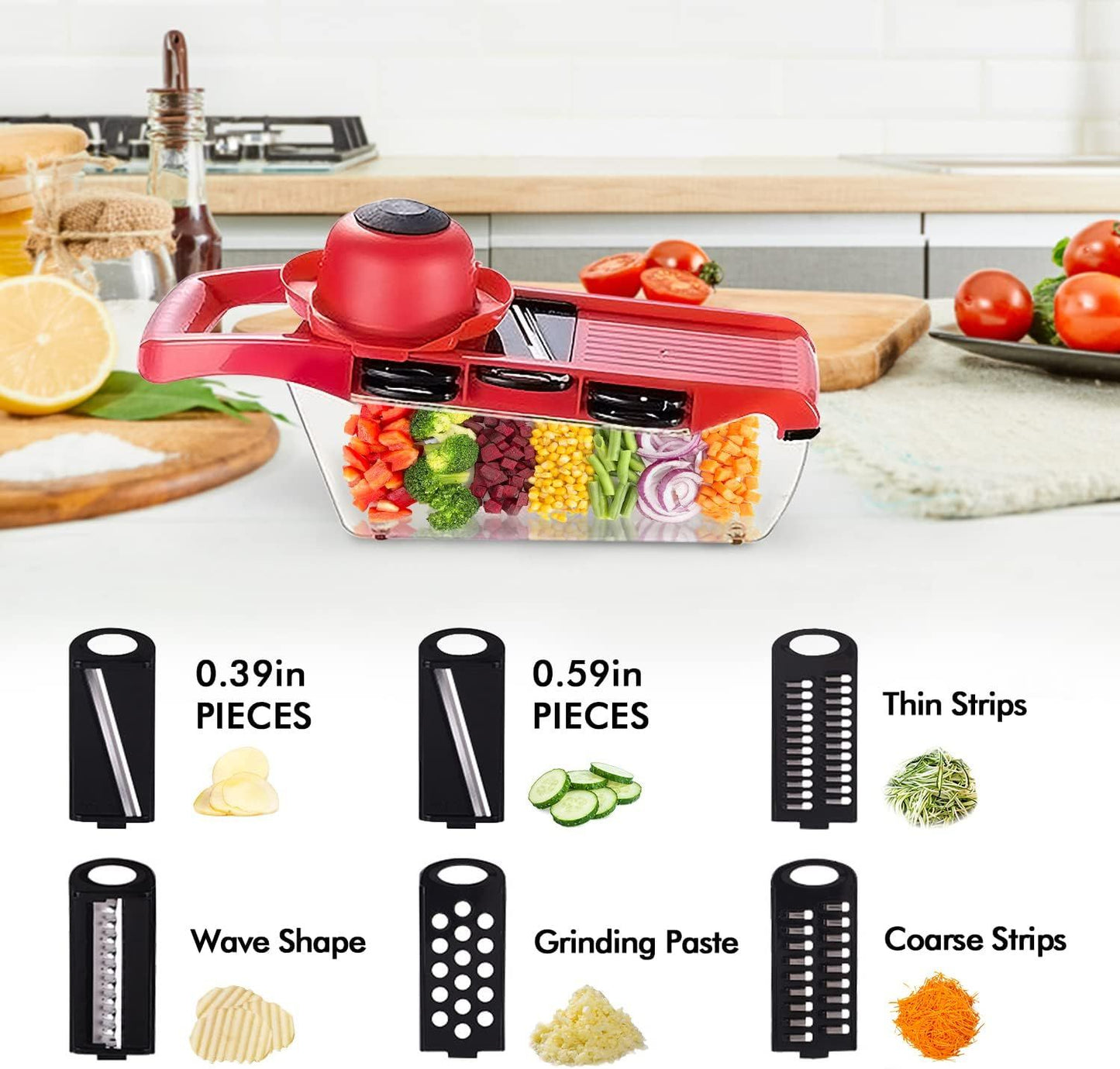 High Quality 10 In 1 Mandoline Slicer Vegetable Grater, Cutter With Stainless Steel Blades