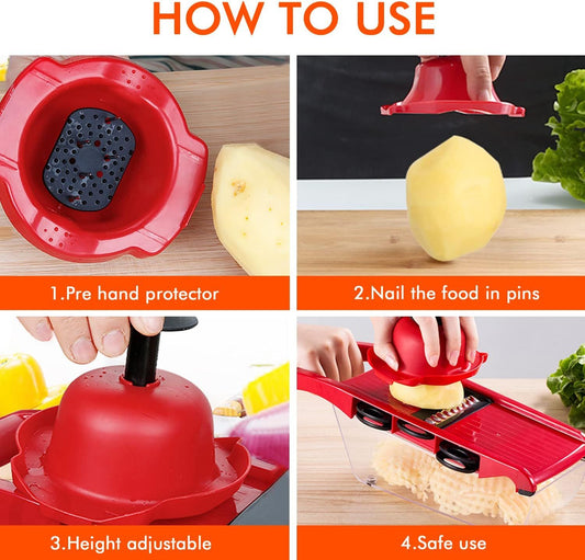 High Quality 10 In 1 Mandoline Slicer Vegetable Grater, Cutter With Stainless Steel Blades