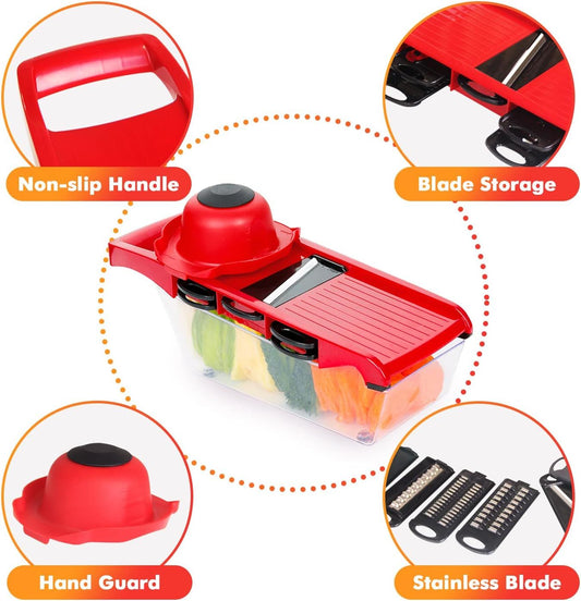 High Quality 10 In 1 Mandoline Slicer Vegetable Grater, Cutter With Stainless Steel Blades