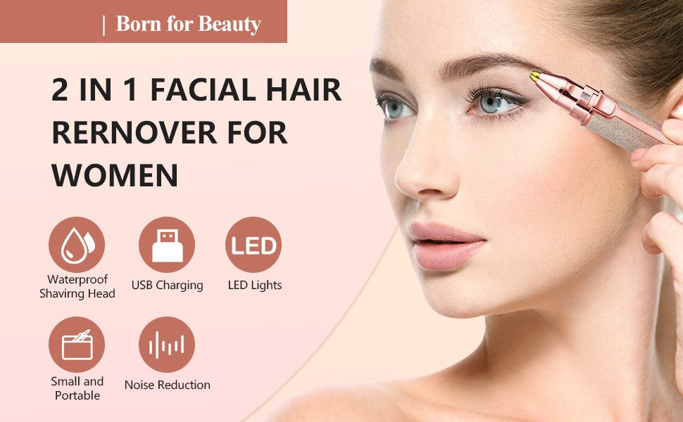 2 IN 1 EYEBROW & FACIAL HAIR TRIMMER