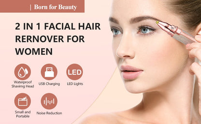 2 IN 1 EYEBROW & FACIAL HAIR TRIMMER