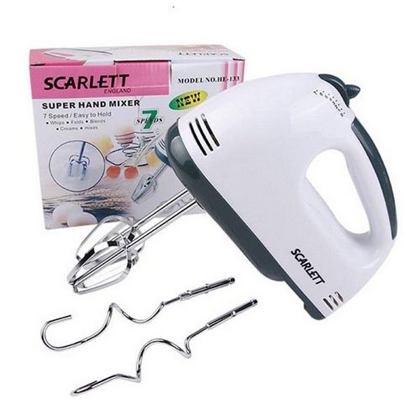 Scarlett Model He-133 Super Hand Mixer 7 Speed Batter Mixer, White